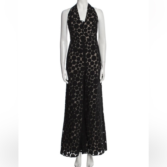 CUSHNIE Halter Neck Polka Dot Jumpsuit in black size 8 - Picture 3 of 11